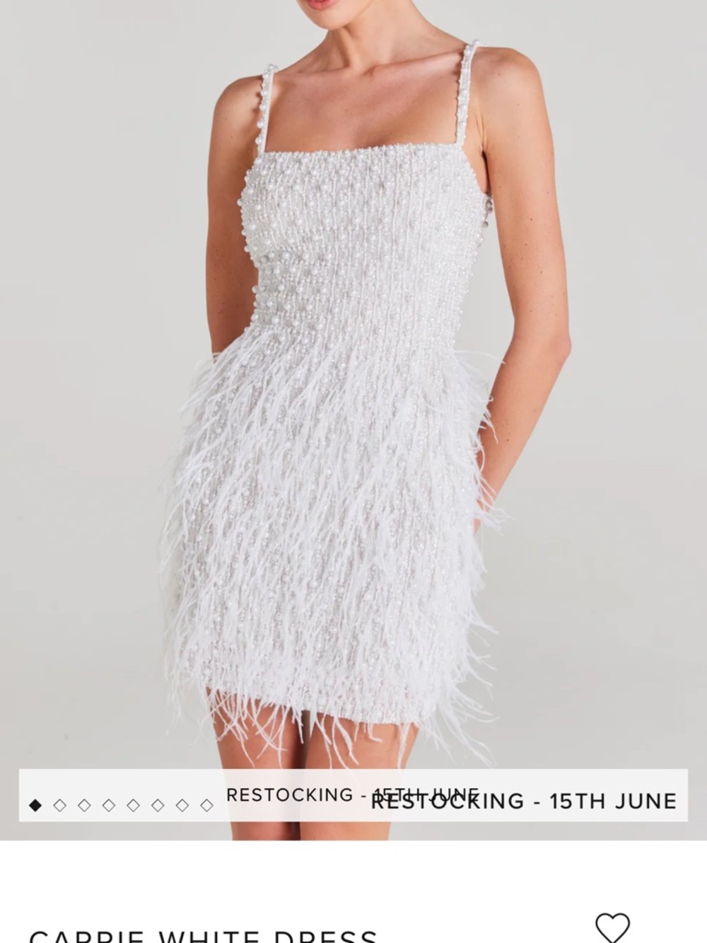 NADINE MERABI White Beaded Feather Mini Dress
